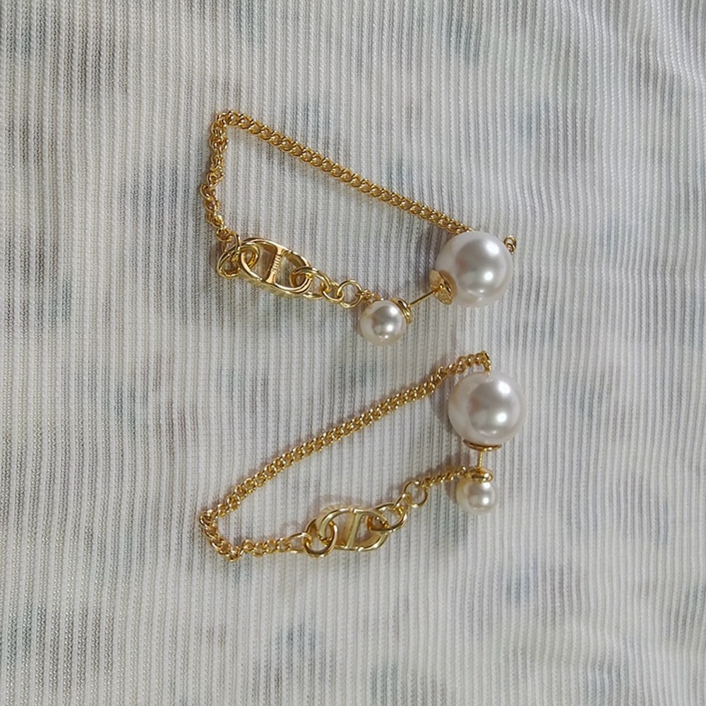 Dior gold CD pearl tassel earrings - Picture 6 of 7